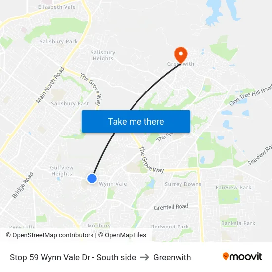 Stop 59 Wynn Vale Dr - South side to Greenwith map