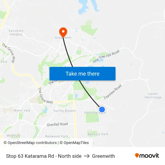 Stop 63 Katarama Rd - North side to Greenwith map