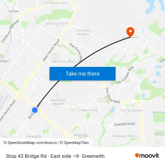 Stop 43 Bridge Rd - East side to Greenwith map