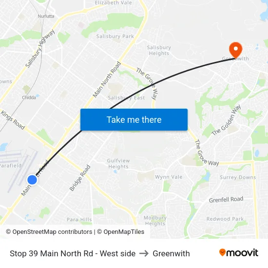 Stop 39 Main North Rd - West side to Greenwith map