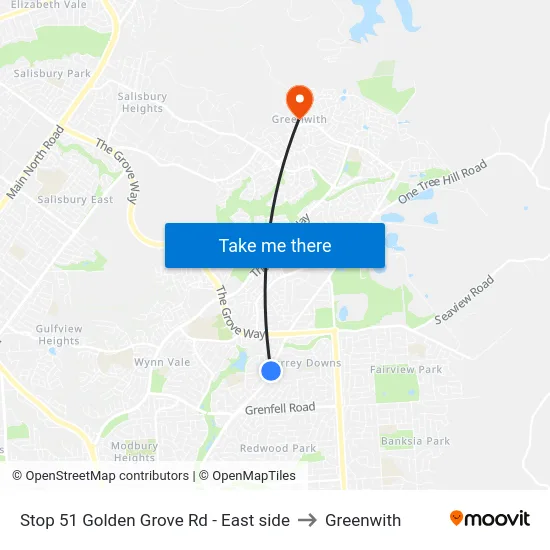 Stop 51 Golden Grove Rd - East side to Greenwith map