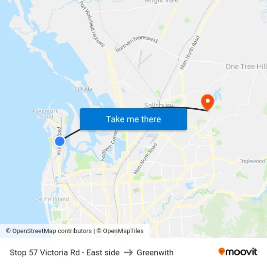 Stop 57 Victoria Rd - East side to Greenwith map