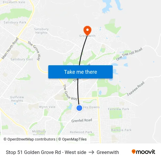 Stop 51 Golden Grove Rd - West side to Greenwith map