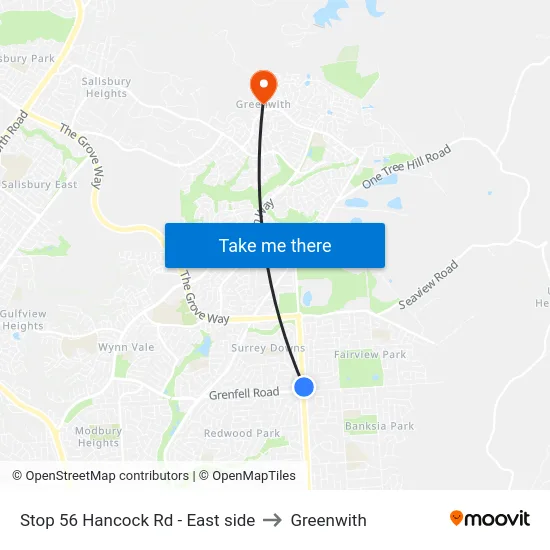 Stop 56 Hancock Rd - East side to Greenwith map