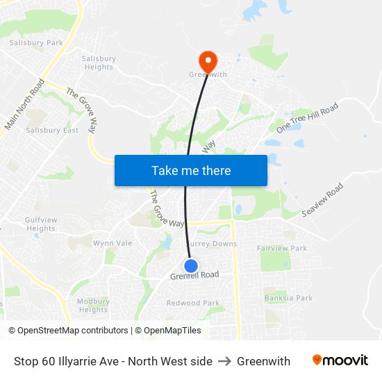 Stop 60 Illyarrie Ave - North West side to Greenwith map