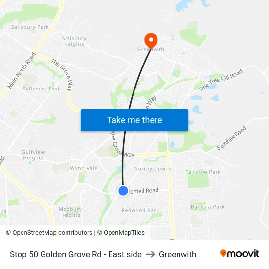 Stop 50 Golden Grove Rd - East side to Greenwith map