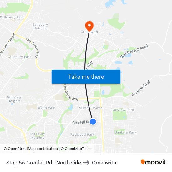Stop 56 Grenfell Rd - North side to Greenwith map