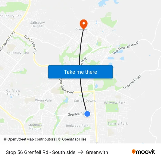 Stop 56 Grenfell Rd - South side to Greenwith map