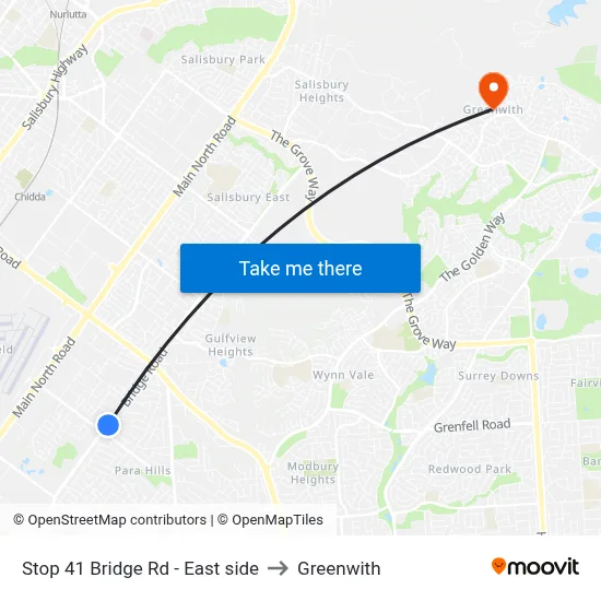 Stop 41 Bridge Rd - East side to Greenwith map