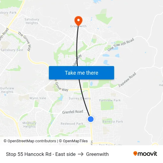 Stop 55 Hancock Rd - East side to Greenwith map