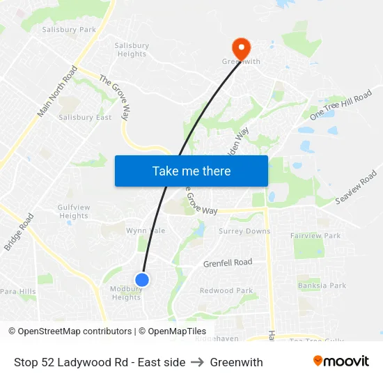 Stop 52 Ladywood Rd - East side to Greenwith map
