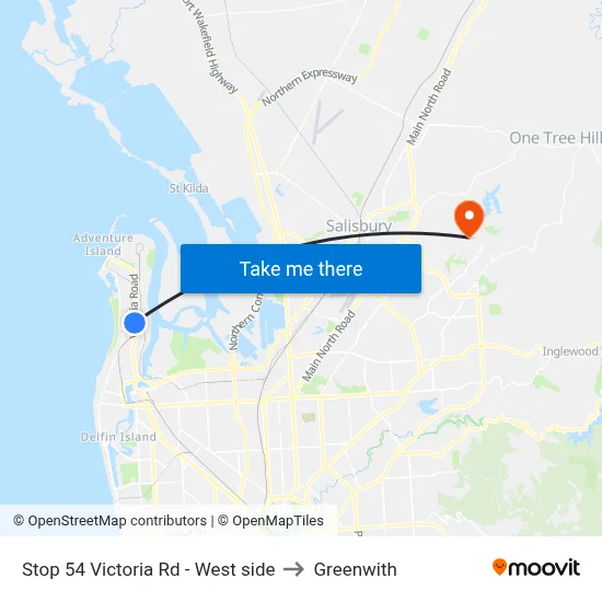 Stop 54 Victoria Rd - West side to Greenwith map
