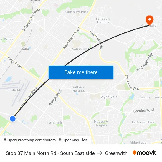 Stop 37 Main North Rd - South East side to Greenwith map