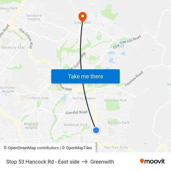 Stop 53 Hancock Rd - East side to Greenwith map