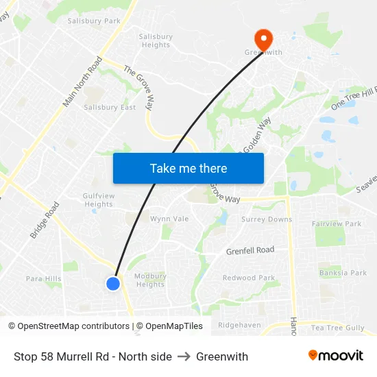 Stop 58 Murrell Rd - North side to Greenwith map
