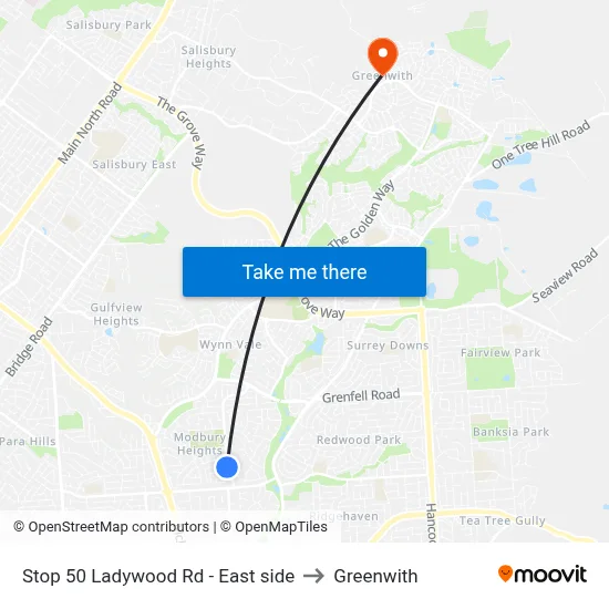 Stop 50 Ladywood Rd - East side to Greenwith map