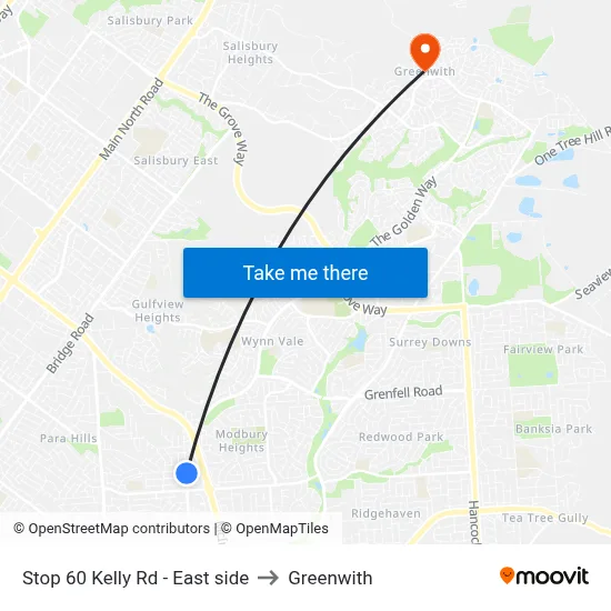 Stop 60 Kelly Rd - East side to Greenwith map