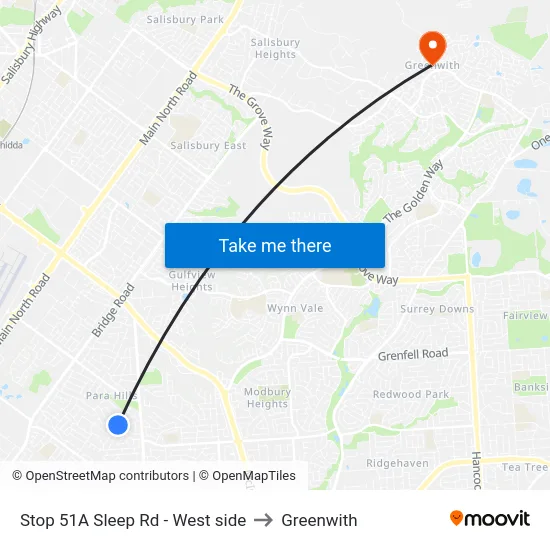 Stop 51A Sleep Rd - West side to Greenwith map