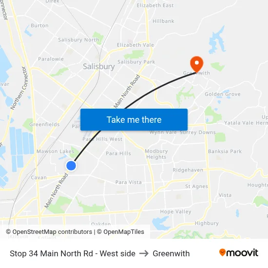 Stop 34 Main North Rd - West side to Greenwith map