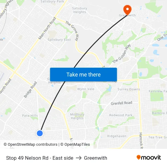 Stop 49 Nelson Rd - East side to Greenwith map