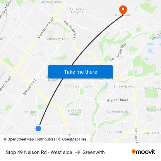 Stop 49 Nelson Rd - West side to Greenwith map
