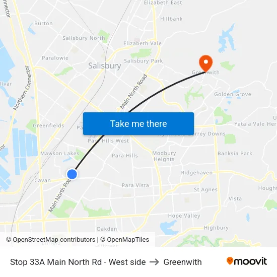 Stop 33A Main North Rd - West side to Greenwith map
