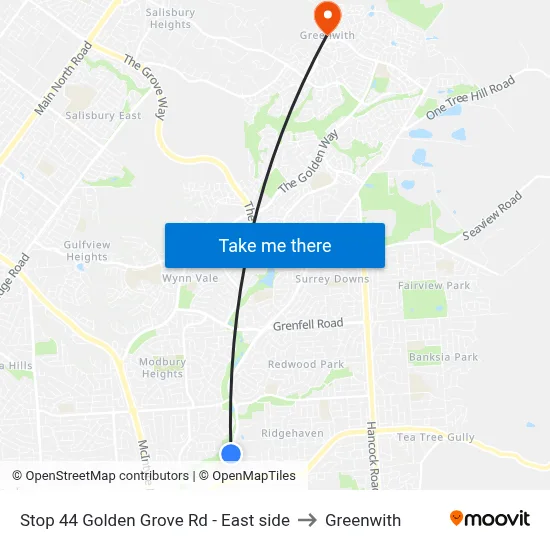 Stop 44 Golden Grove Rd - East side to Greenwith map