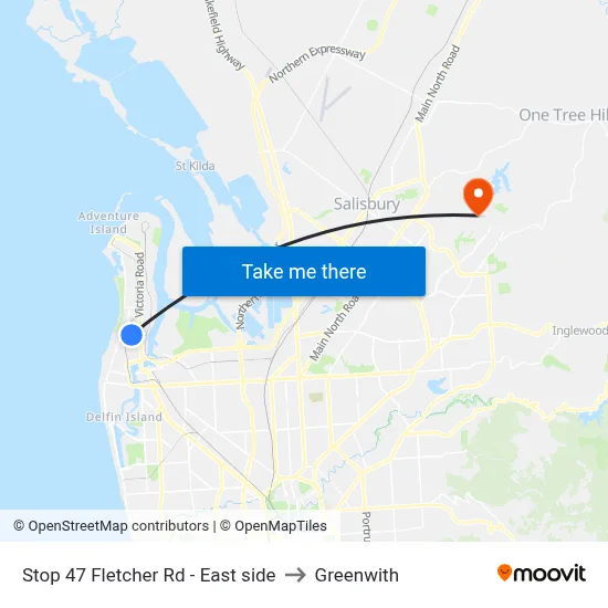 Stop 47 Fletcher Rd - East side to Greenwith map