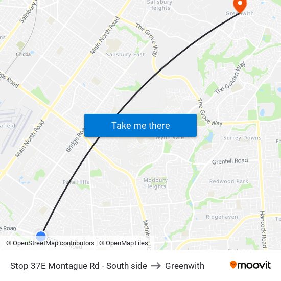 Stop 37E Montague Rd - South side to Greenwith map