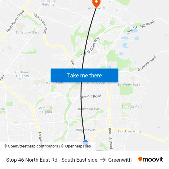 Stop 46 North East Rd - South East side to Greenwith map