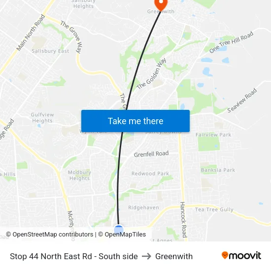 Stop 44 North East Rd - South side to Greenwith map