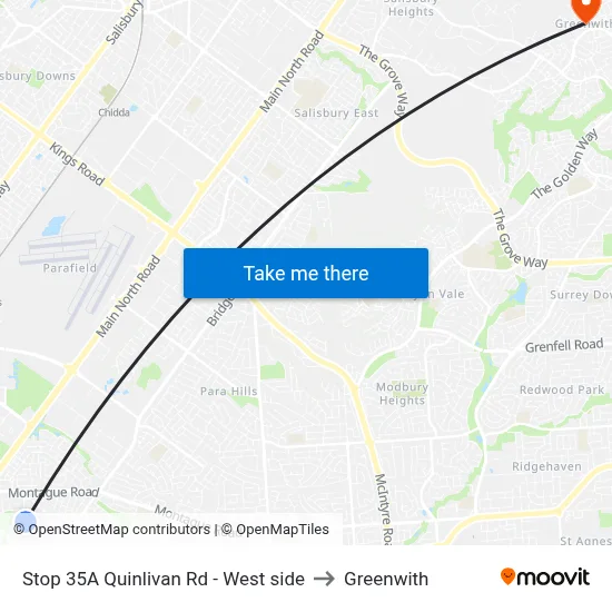 Stop 35A Quinlivan Rd - West side to Greenwith map