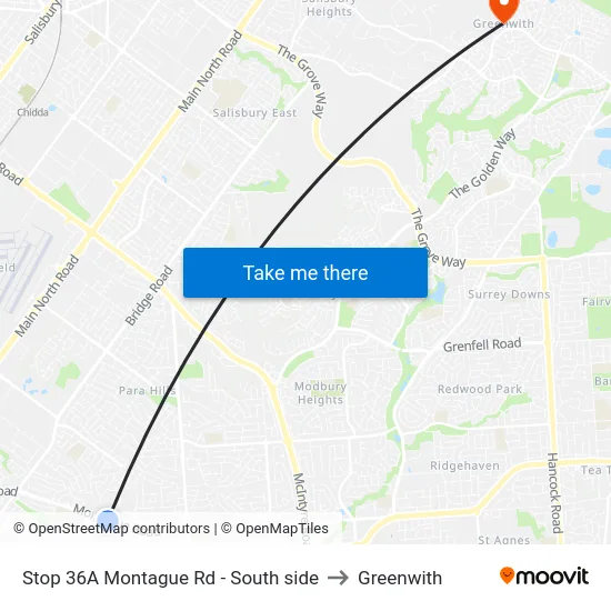 Stop 36A Montague Rd - South side to Greenwith map