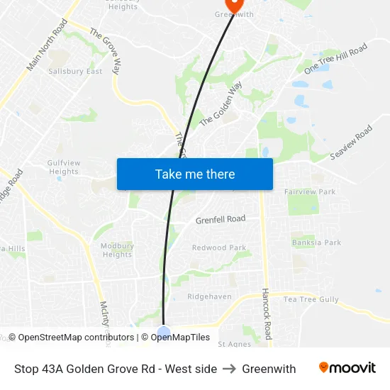 Stop 43A Golden Grove Rd - West side to Greenwith map