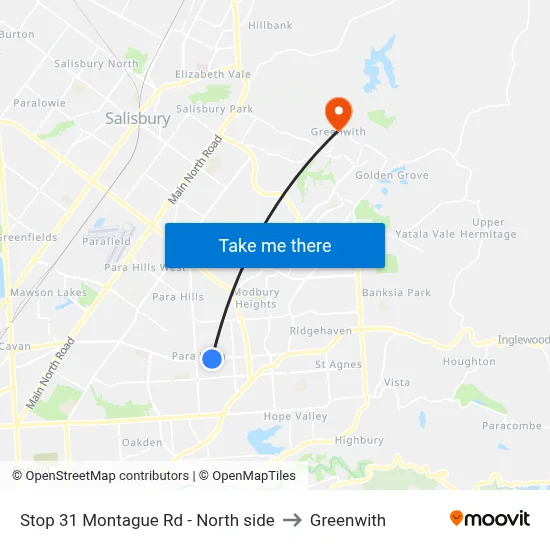 Stop 31 Montague Rd - North side to Greenwith map
