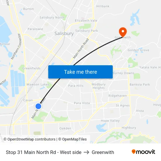 Stop 31 Main North Rd - West side to Greenwith map