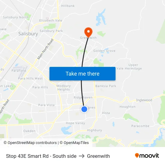 Stop 43E Smart Rd - South side to Greenwith map