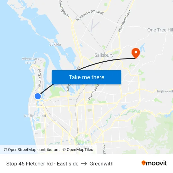 Stop 45 Fletcher Rd - East side to Greenwith map