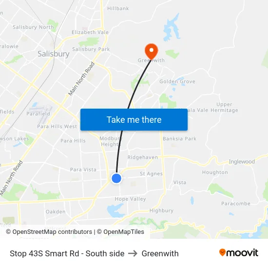 Stop 43S Smart Rd - South side to Greenwith map