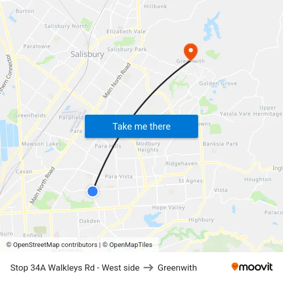 Stop 34A Walkleys Rd - West side to Greenwith map