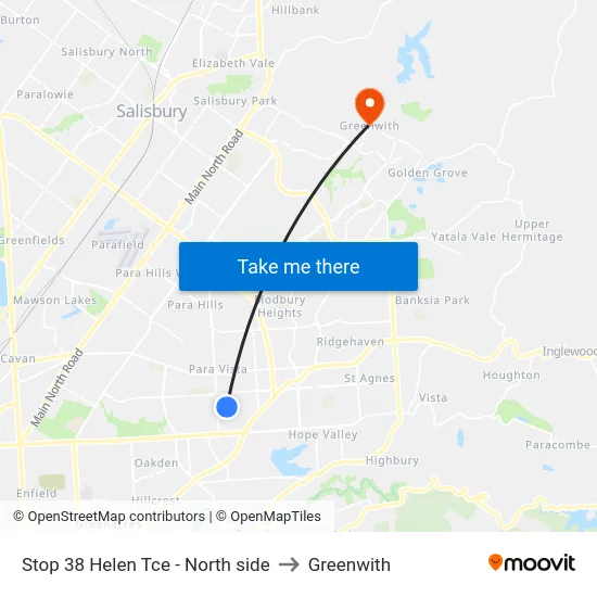 Stop 38 Helen Tce - North side to Greenwith map