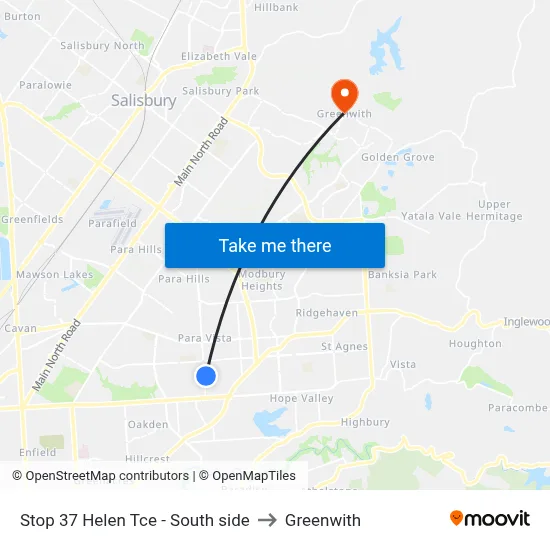Stop 37 Helen Tce - South side to Greenwith map