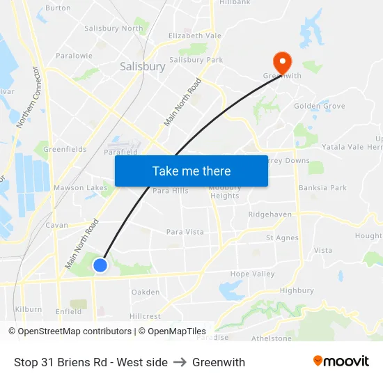Stop 31 Briens Rd - West side to Greenwith map