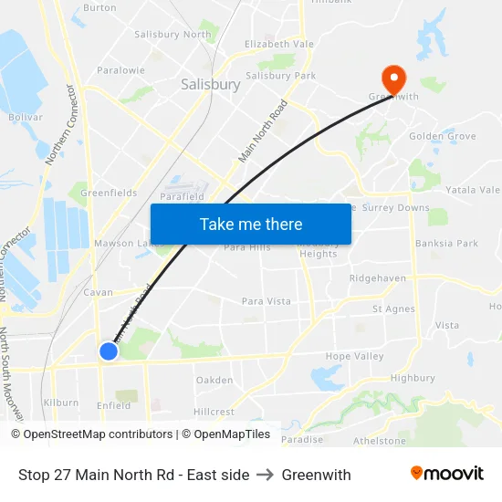 Stop 27 Main North Rd - East side to Greenwith map