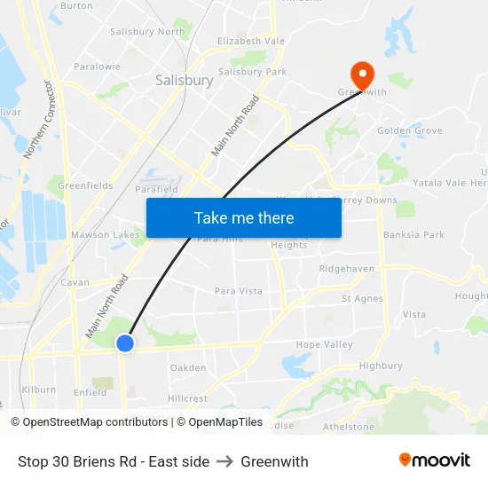 Stop 30 Briens Rd - East side to Greenwith map