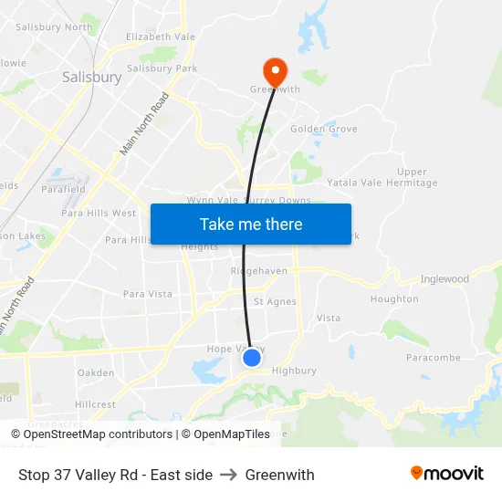 Stop 37 Valley Rd - East side to Greenwith map