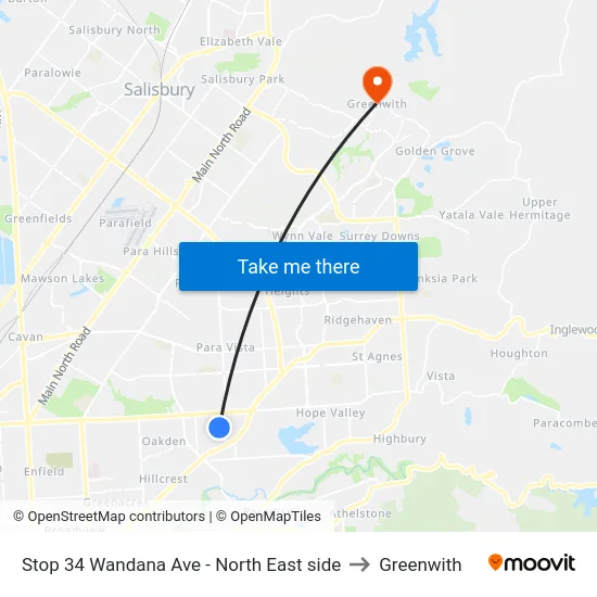 Stop 34 Wandana Ave - North East side to Greenwith map
