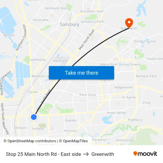 Stop 25 Main North Rd - East side to Greenwith map