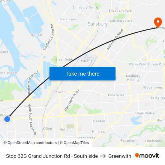 Stop 32G Grand Junction Rd - South side to Greenwith map