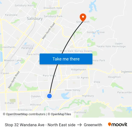 Stop 32 Wandana Ave - North East side to Greenwith map